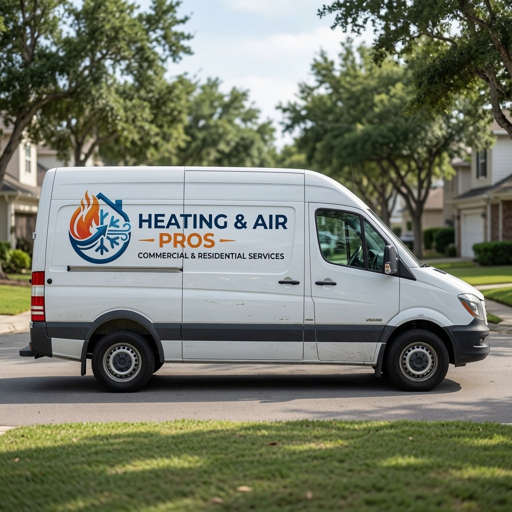 Local heating and air service van serving Broomfield